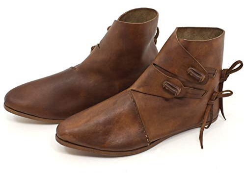 Vehi Mercatus Wikinger Schuhe oder Mittelalter Schuhe für Damen und Herren Dunkelbraun Gr. 40