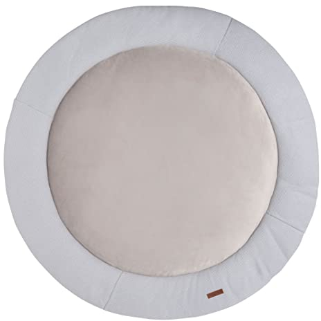 Baby's Only - Laufgittereinlage Classic - Runde Spieldecke - Gestrickte Krabbeldecke für Baby -Weich gepolstert - beidseitig verwendbar - Aus Baumwolle - Ø90 cm - Silbergrau