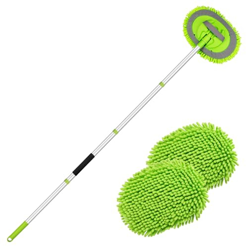 Ordenado 62 Car Wash Brush Kit Mitt Mop Sponge with Long Handle Chenille Microfiber Car Cleaning Brush Kit Supplies Car Washing Mop Kit Car Care Kit of Scratch-Free Replacement Head for Car RV Truck