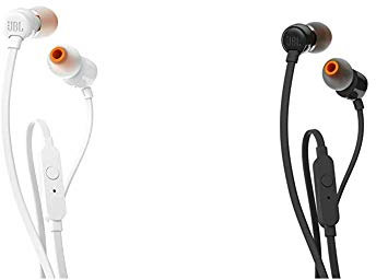 JBL Tune110 – Ecouteurs Intra-Auriculaires filaires, 3,5 mm, Blanc & T110 – Ecouteurs Intra-Auriculaires filaires – Son Pure Bass de et Bouton de contrôle, 3,5 mm, Noir