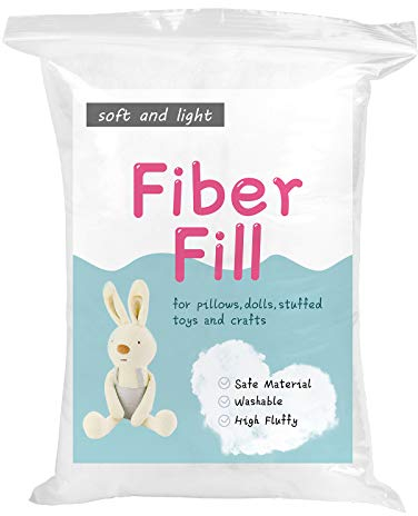 LOKUNN Polyesterfiberfyllning, fyllningskuddfyllning, fyllningskuddfyllning, hög motståndskraft, fyllning för mjuka leksaker/hantverk (vit), 200 g