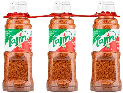 Tajin Clásico Lot de 3 assaisonnements mexicains authentiques pour fruits, collations, tacos et cocktails, rehausseur de saveur piquant, 141,7 g