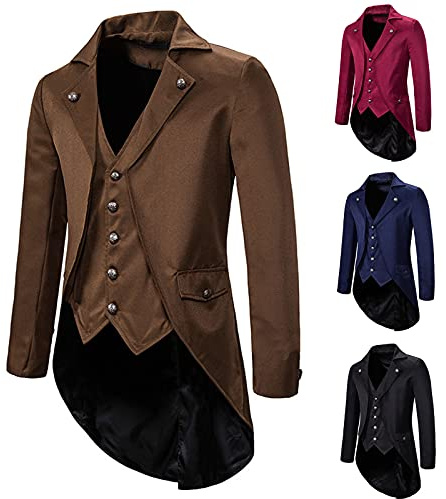 Giacca Lunga da Uomo con Coda di Rondine Abiti da Uomo Slim Fit Abiti per Uomo Business Casual Giacca Blazer da Sera con Risvolto Smoking da Uomo Cappotto Feste Matrimoni Giacche da Smoking