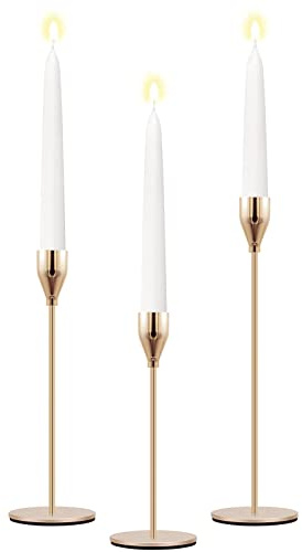 Gold Candle Holders Set of 3 Metal Taper Candlestick Holders for Dining Table Centerpiece Vintage Decorative Modern Candelabra Candle Stick Holder Stands for Wedding Christmas Party