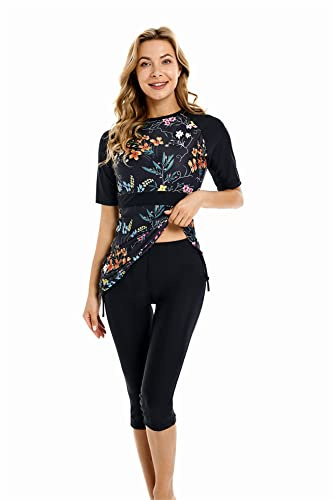 obaSeteck Rash Guard Surf Costume à Manches Courtes Maillot de Bain Burkini Maillots de Bain modestes pour Femmes modestie vêtements de Plage