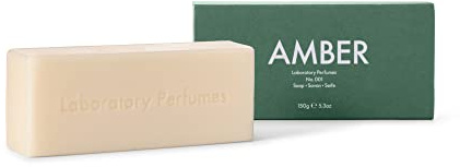 Laboratory Perfumes Amber Soap Bar | Infused with Amber Fragrance | Enriched with Shea Butter & Jojoba Oil | Palm Oil-Free, Plastic-Free & Skin-Kind (150g)