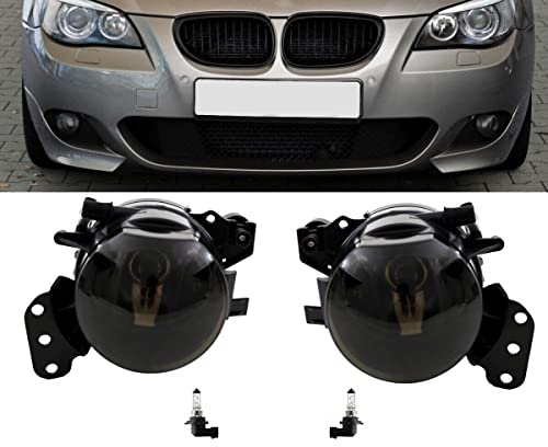 DM Autoteile 14235 HB4 Nebelscheinwerfer Set Klarglas Smoke Schwarz kompatibel für BMW 5er E60 E61 M Paket