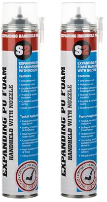 STICK2 Expanding Foam 750ml with Nozzle | One Component Polyurethane Foam for Mounting, Sealing & Insulation | High Expansion Gap Filler (2 Pack)