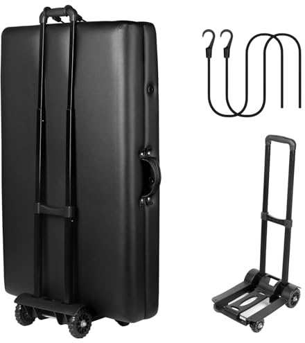 Masajeo Massage Table Cart Portable Massage Table Traveler Cart Massage Table Cart with Wheels Portable Massage Table Carrier Trolley Telescoping Handle Fits Most Sizes Sturdy Foldable Light Durable
