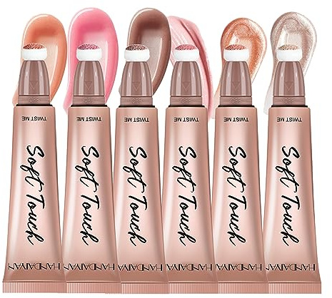 Joyeee 6 Stk Flüssige Kontur Beauty Wand, Highlighter Blush und Bronzer mit Kissen Applicator befestigt, Seidige Creme Schimmer Lange Anhaltende, Multifunktionales Contour Make-up Stick für Frauen#3
