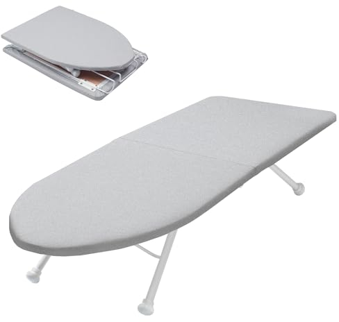 Bügelbrett Klappbares Tisch-Bügelbrett, kleines Bügelbretter Faltbares mit Klappfunktion, Platzsparend Mini Foldable Ironing Board with Non-Slip Feet für Home Use 98x 31cm Grau