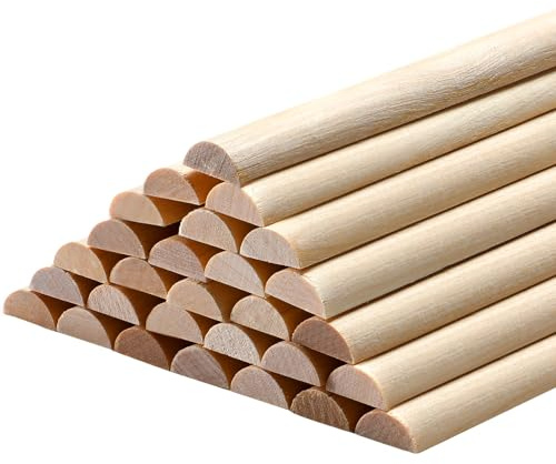 Tondiamo 50 Pcs Wooden Dowel Rods, Split Wood Dowel Unfinished Half Round Wooden Rods for Crafts DIY Feature Wall Log Cabin, Hobby Wood Products (18inch X 1/2inch)