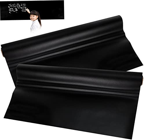 TEHAUX 2pièces Autocollants Tableau Ardoise Auto-adhésifs Pvc Film Noir Réutilisable Pour École Bureau Cuisine Créativité Et Messages