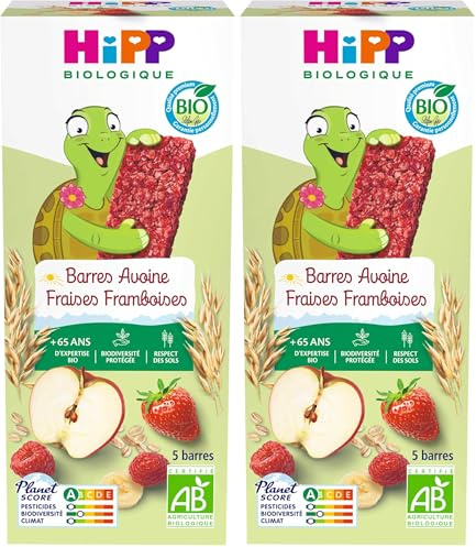 HiPP Biologique - Barres Avoine Fraises Framboises 100 g (Lot de 2)
