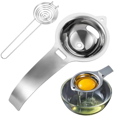 2-teiliger Eiertrenner, Eigelbtrenner aus Edelstahl mit Griff, Backwerkzeug für den Einsatz in der Backküche, Spülmaschinengeeigneter Eiweißtrenner zum Trennen von Eiweiß und Eigelb