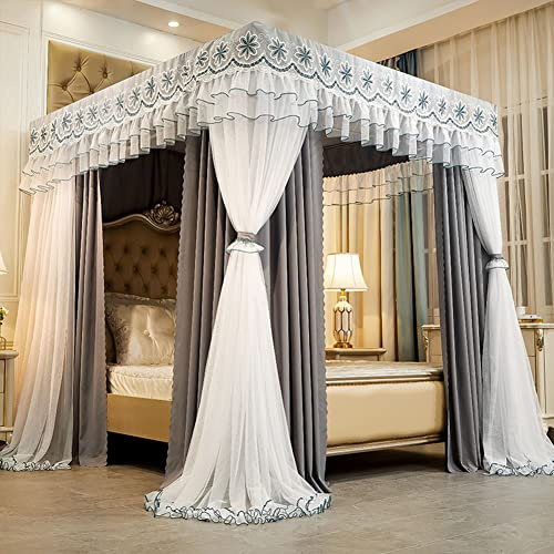 Elegante cortina de cama con dosel de doble capa para camas individual/king (150 x 200 x 200 cm), ideal para dormitorios de niñas, añade una decoración encantadora y protección contra insectos