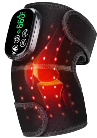 Fascia Riscaldante Per Ginocchio Senza Fili Con Luce Rossa 660nm & Luce Infrarossa Vicina 850nm, Cuscinetto Riscaldante Con Controllo Touch Screen, Cuscinetto Riscaldante Indossabile Con 5000mAh-Nero