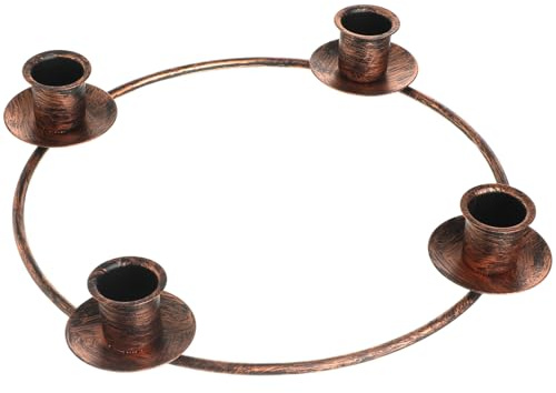 Chengu 1 Pcs Christmas Advent Candle Holder Xmas Metal Advent Wreath Candle Holder Metal Taper 4 Candles Stand for Table Wreath Candelabra Holiday Decor (Bronze)