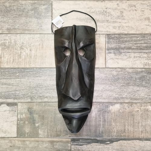 Maschera da parete mamuthones Gigante lunga in legno sardegna 18x h 43cm ARTIGIANATO SARDO con laccio in cuoio da parete