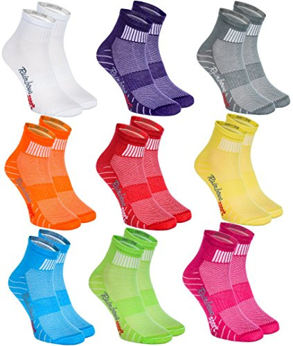 Rainbow Socks - Damen Herren Bunte Baumwolle Sport Socken - 9 Paar - Lila Grün Grau Pink Orange Rot Weiß Blau Gelb - Größen 39-41