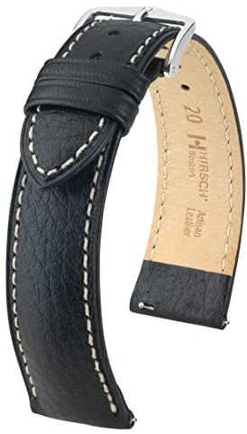 Hirsch XS Damen Uhrenarmband Büffelkalb Modell Boston 20 mm Schwarz