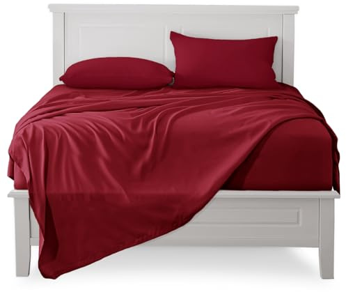 FARFALLAROSSA Lenzuola Matrimoniali Completo, Materiale 100% Puro Cotone, Lenzuola e 2 Federe da Letto, Biancheria da Letto Tinta Unita, bordeaux
