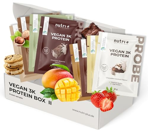 Nutri + Protein Probierpaket (8x 30g) - Vegan Proteinpulver Mix Probier Set - 3k Eiweißpulver Proben Mix Probierpack - Eiweiß Pulver Probierset