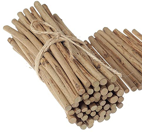 LAZACA Holzstäbchen zum Basteln Zweige Handwerk Log Sticks 50PCS Natürliche Baumrinde Rustikale Wohnkultur DIY (Länge 20cm(0.5-0.8CM))