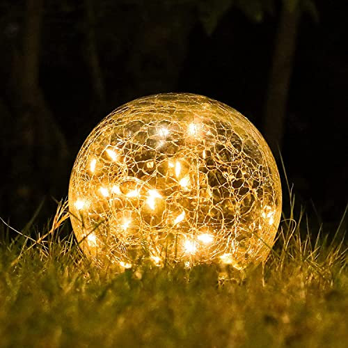 JIAXING Luces De Bola De Vidrio Craquelado, Luces Solares De Jardín Impermeable Encendido / Apagado Automático Para Macizo De Flores Camino Patio Impermeable Césped luces (3,9''-1 globo)