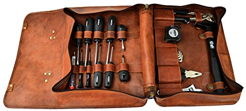 Brüder Mannesmann M29048 Leder-Werkzeugtasche, 24-teilig