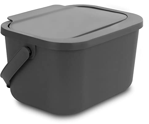 Go Practic Biomülleimer Küche 4,5L Komposteimer, Küchen Mülleimer, Grau mit Deckel, Bio für Obst und Gemüseabfälle, Bioabfallbehälter zur Trennung Click-Funktion, Abfallbehälter zur Mülltrennung