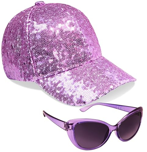 CityComfort Baseball cap e Occhiali da Sole Bambina, Cappello Baseball Bambina con UV Protezione Occhiali (Viola)