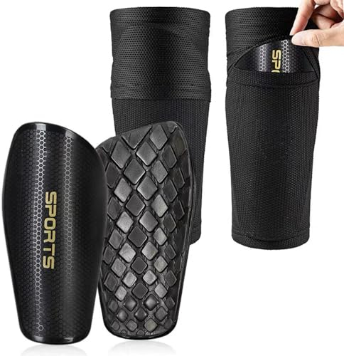 Schienbeinschoner Kinder Fussball Schienbeinschoner Fußball Herren mit Anti-Rutsch Ärmel Langlebige Schienbeinschoner Fußball Einen Starken Schutz Bieten Carbon-Design (S, Schwarz)