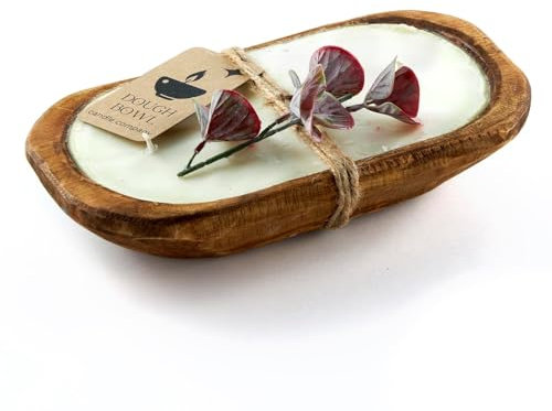 Dough Bowl Candle Co. Eucalyptus Candle - Fresh Scented Candles with 100% Soy Wax for Home, Bath, Kitchen, 10x6 Large 3-Wick Aromatherapy for Women Men, Strong Scented Luxury Home Decor, 40H Burn