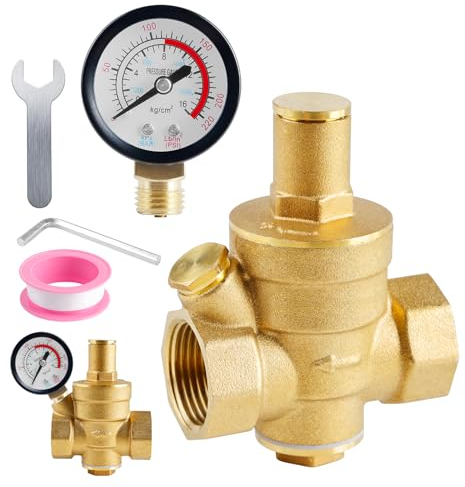 DN20 Régulateur De Pression: WEGREAT 3/4 Pouces Réducteur de Pression Eau avec Manomètre et Outils de Réglage, 1,6 MPa Réducteur de Pression en Laiton, Convient à Équipements D'eau du Robinet