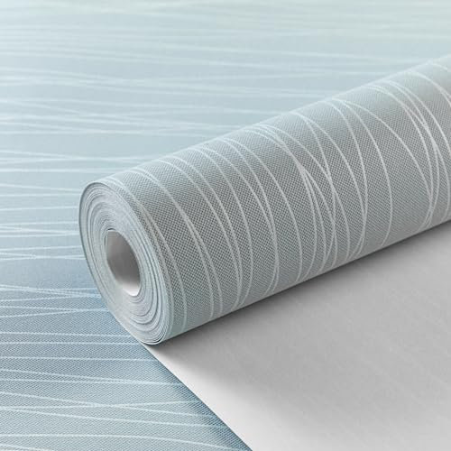 Baketron Light Blue Striped Wallpaper Modern 3D Embossed Wallpaper Metallic Sky Blue Glitter Textured for Bedroom Adults Teenager Living Room Lounge Hallway Hall