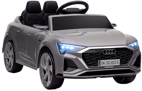 AIYAPLAY Audi Q8 E-tron Licensed Electric Car for Kids 12V Ages 3-4 Grey | Electric Ride-On Sportback Design, Remote Control, 4 Suspension Wheels, LED Lights, Music, Horn