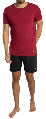 Lyle & Scott Mens Jersey Lounge Pyjama Set Ruby Wine/Black XL