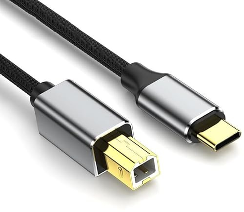 HP Printer Cable 3 Feet, USB C to B Scanner Cord for HP, Epson, Canon Pixma, Brother Printers, Yamaha Piano, Midi Keyboard, Male USBC to Male USB, Computer Square Wire for Printer USBC to Type B 3.0