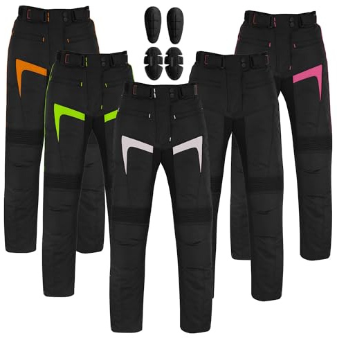 Woman Motorcycle Pants Waterproof Motorbike Trouser with Removable Lining Protective Armored Riding Motocross Gear for Girl (US, Waist Inseam, 38, 32, Silver)