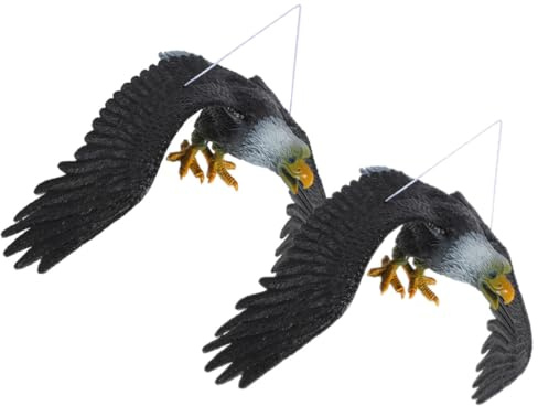 jojofuny 2stücke Große Schwarze Kunststoff Adler Figurine Garten Dekoration Wetterfest Naturgetreu Vogelabwehr Deko für Innen und Außen Büro und Haus