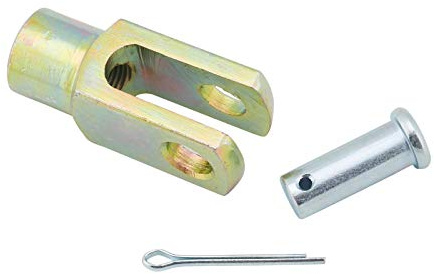 Speedway Motors 3/8 Inch Fine Thread Steel Clevis End with Pin and Cotter Key, Universal Fit Linkage Connector for Master Cylinder or Booster Pushrod to Brake Pedal Arm