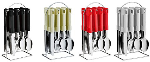 24 posate in acciaio inossidabile con supporto, Acciaio inossidabile, White