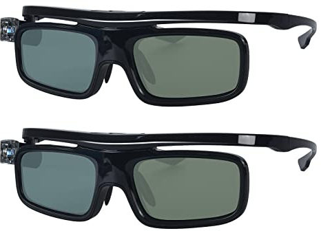 Toumei 3D-Brille, wiederaufladbar, Active Shutter Brille, 3D DLP Link, kompatibel mit DLP 3D-Projektor, Acer BenQ Optoma Viewsonic Philips LG Infocus NEC Jmgo Vivitek Cocar Toumei – 2 Stück