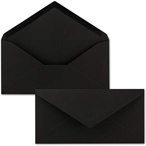 50x Kraftpapier Umschläge DIN Lang - Schwarz ÖKO - Nassklebung 11 x 22 cm - 120 g/m² Spitzklappe - Vintage Kuverts - von NEUSER PAPIER