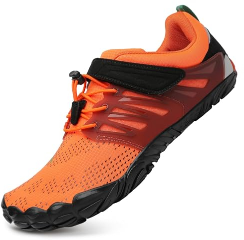 SAGUARO Barfußschuhe Damen Fitnessschuhe Herren Barfussschuhe Schnell Trocknend Traillaufschuhe rutschfest Unisex Aquaschuhe Atmungsaktiv Leicht Sommer Outdoor Wasserschuhe Orange 41 EU