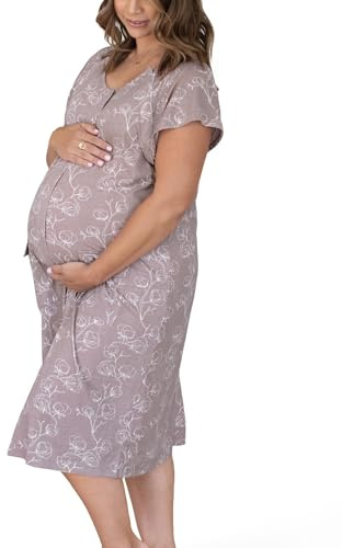 Kindred Bravely Universal Labor and Delivery Gown for Hospital | 3 in 1 Labor & Delivery, Postpartum Nursing Pajamas, Hospital Gowns for Women (Lilac Bloom, S-M-L)