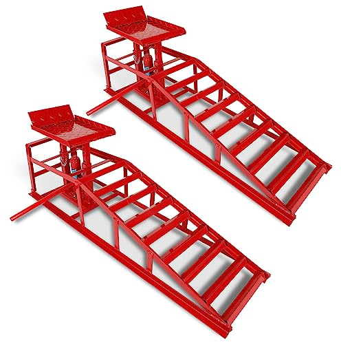 KAFLLA 10,000lbs Heavy Duty Hydraulic Car Ramps 2PCS, Portable Adjustable Car Lift Ramps for Oil Changes, Suitable for SUVs & Light-Duty Trucks, Lift Height 9.8 to 15
