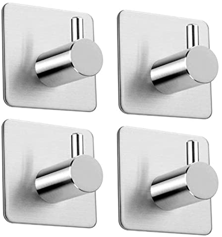 Aikzik Ganci Adesivi, Appendi Accappatoio Bagno in Acciaio Inox, Porta Asciugamani Autoadesivo, per Cucina e Bagno, Argento