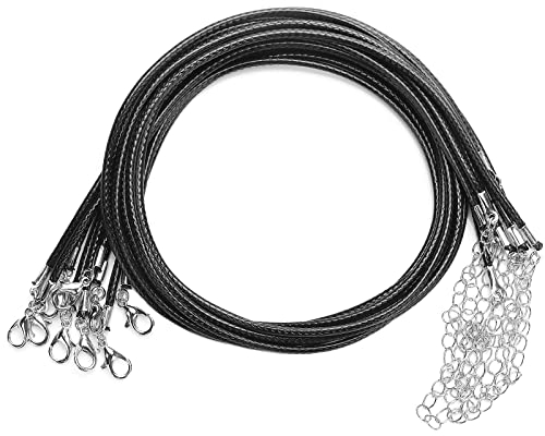 TIESOME Lederband Kette 45cm Lederbänder für Ketten, 10 Stück Lederschnur 2mm Gewachste Halskette Lederband mit Verschluss für DIY Armband Halskette Schmuckherstellung